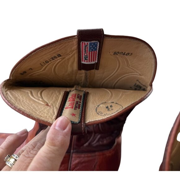 Los Altos Mens Western Cowboy Boots Size 10.5 EE Lizard Leather Brown & Tan - Picture 5 of 7